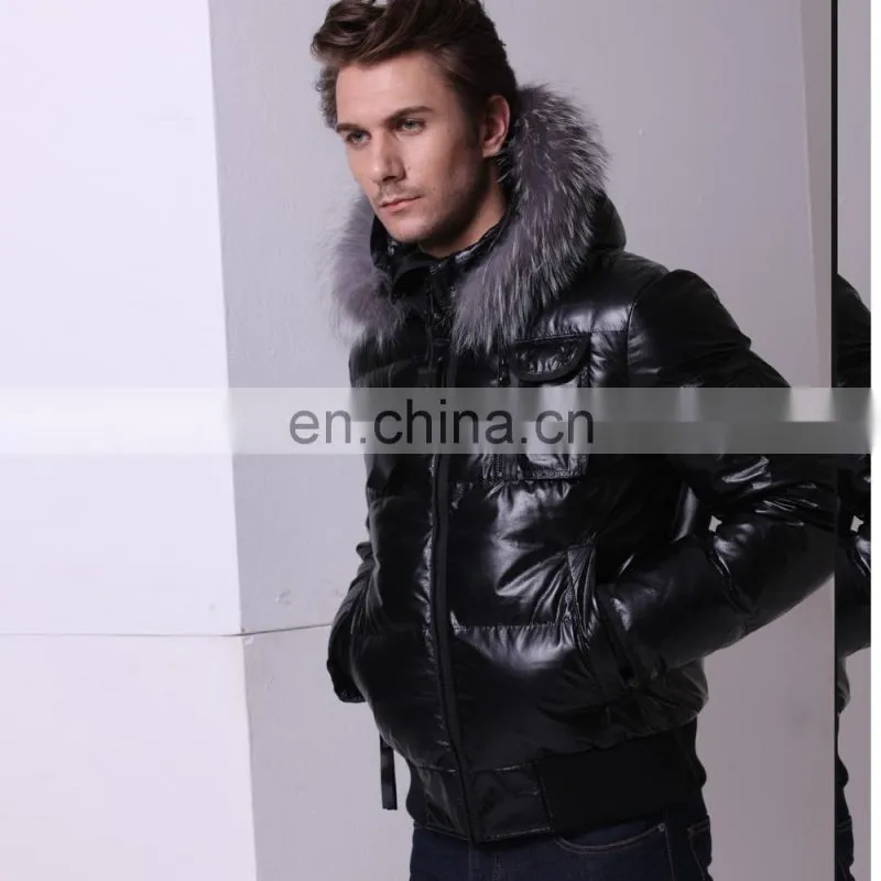 New arrival leather waterproof down winter jacket for men