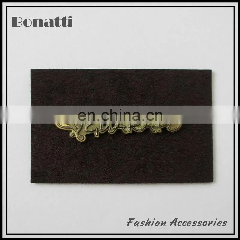 2013 hot sale metal label with leather base for garment