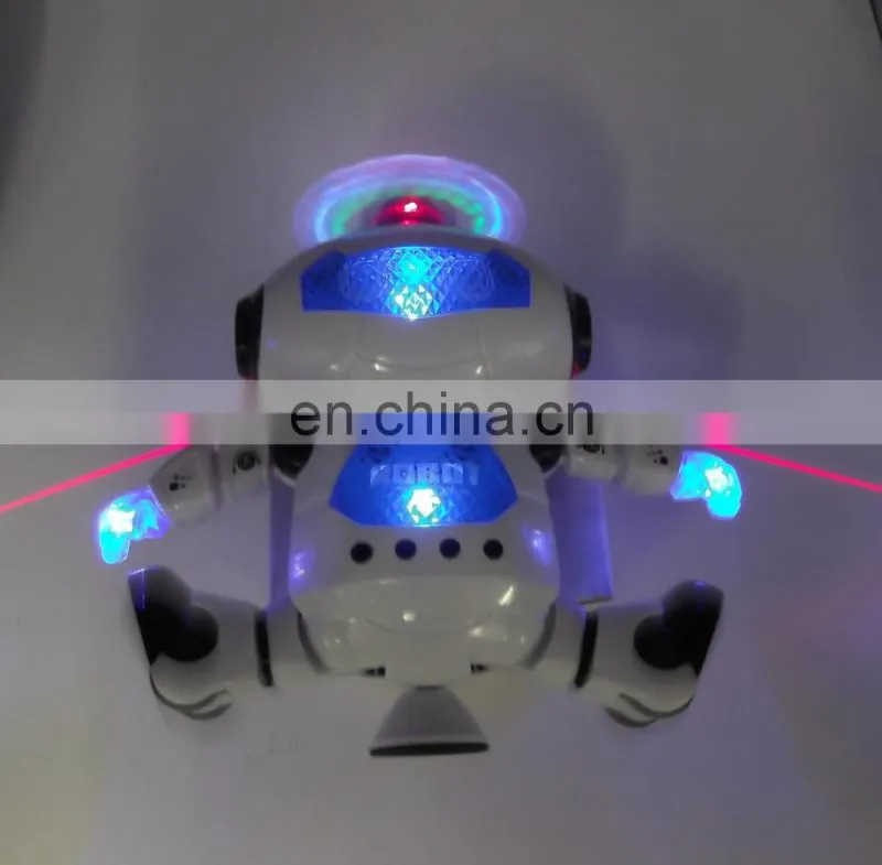 Battery operated dancing and singing remote control robot toy with LED light