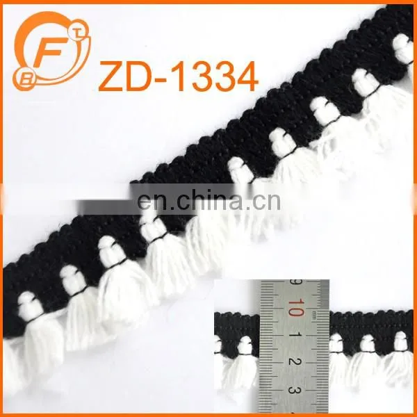 3cm black and white color tassel cord for women