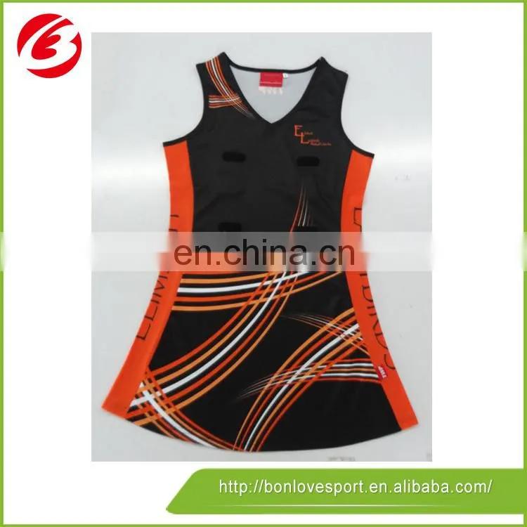 Cheap wholesale custom design netball jersey by lycra fabric