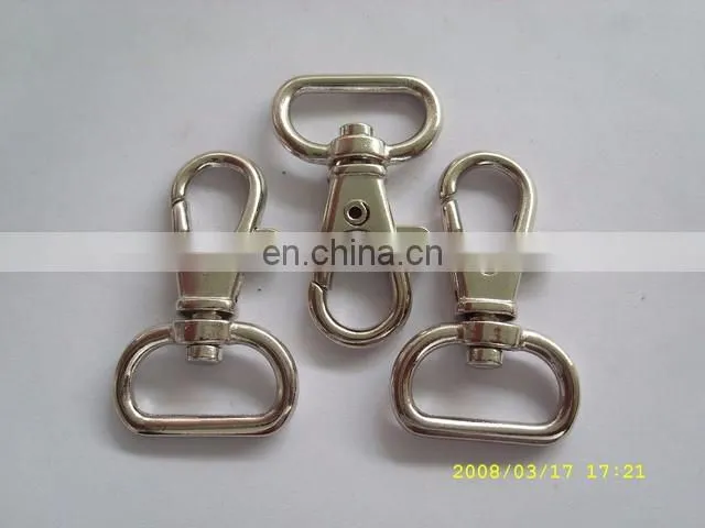 Manufacture supply metal swival eye snap hook metal lobster clasp for handbag purse