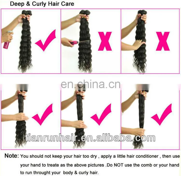 Super 4"*4" Filipino raw indian deep wave deep curl remy human hair weave with middle part lace closure