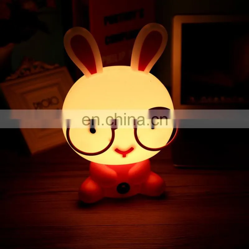 Lovely EU plug plastic baby bedroom lamp animal led night light rabbit sleep luminaria for kids