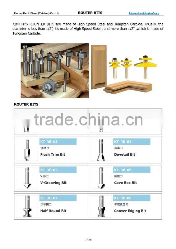 Woodworking carbide router bits