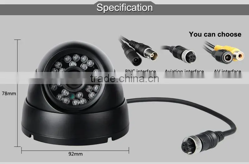 IR Night Vision CCD Metal Dom Camera Indoor Bus Car Waterproof Camera