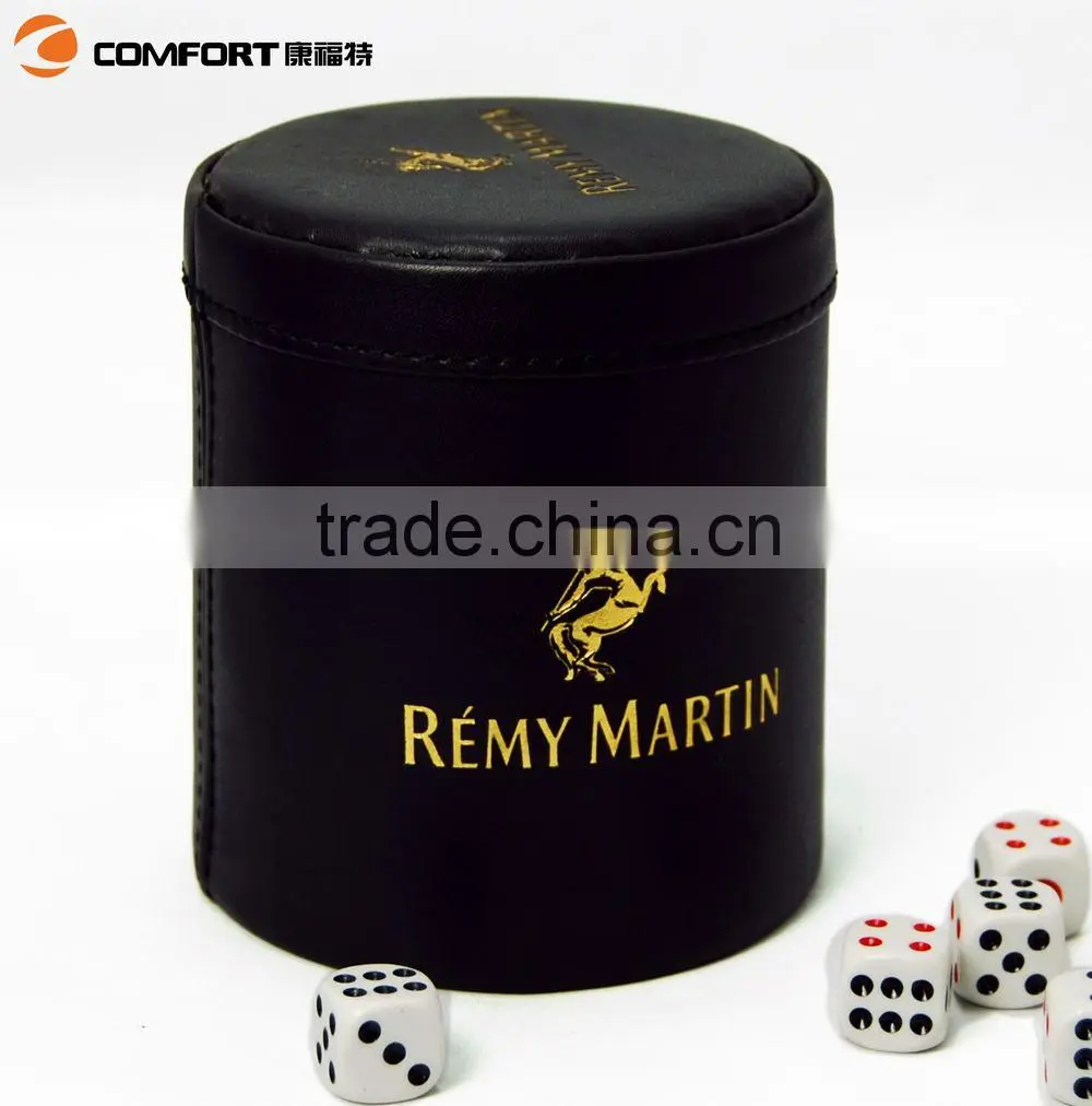 2015 measuring custom logo leather dice shaker cup
