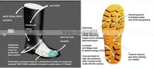 100%waterproof safety rain boots /rubber boots for mining