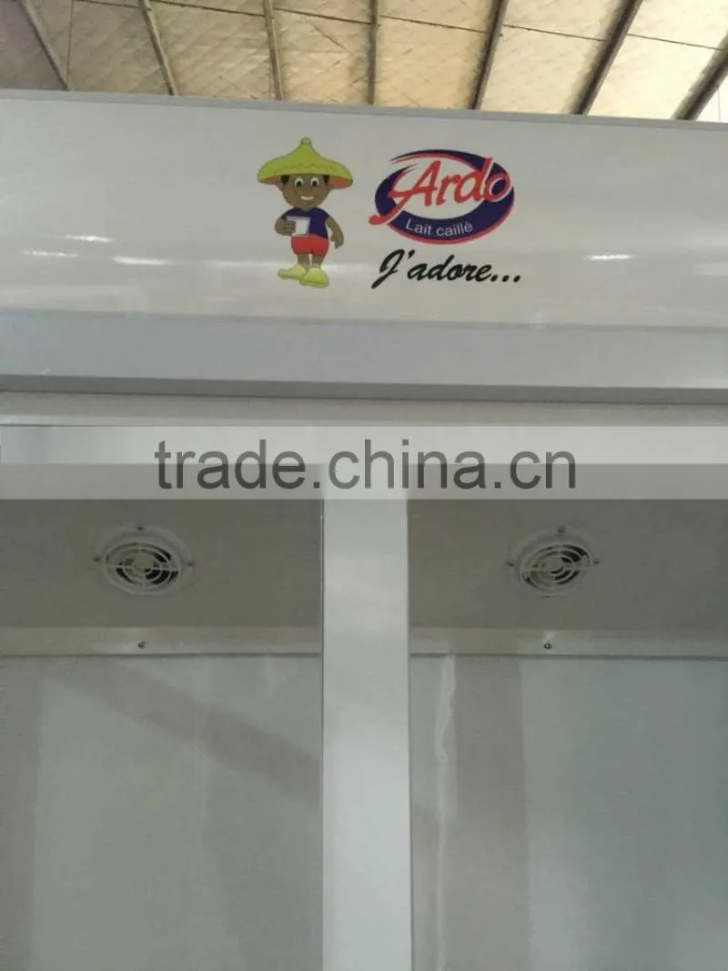 Double doors glass soft drink display refrigerator showcase