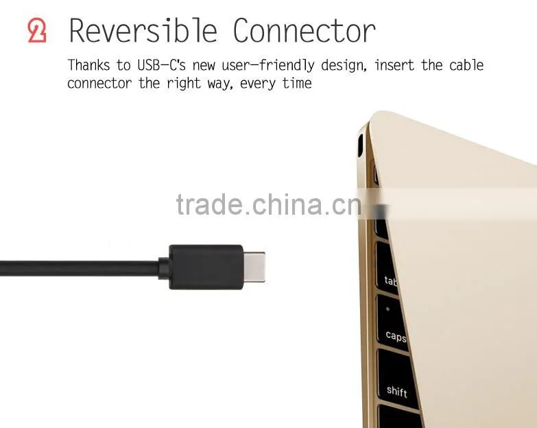 White super speed usb sync & charge cable usb 3.1 type c to usb 2.0 A Type
