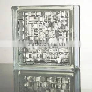 190*190*80mm Decorative solid transparent glass block with red color inside with CE,ISO
