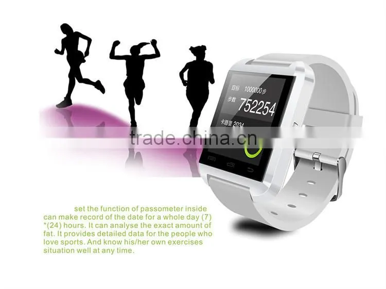 Alibaba top sale Factory Android Smartwatch U8 with full functions as Pedometer sleep monitor stopwatch message notifications