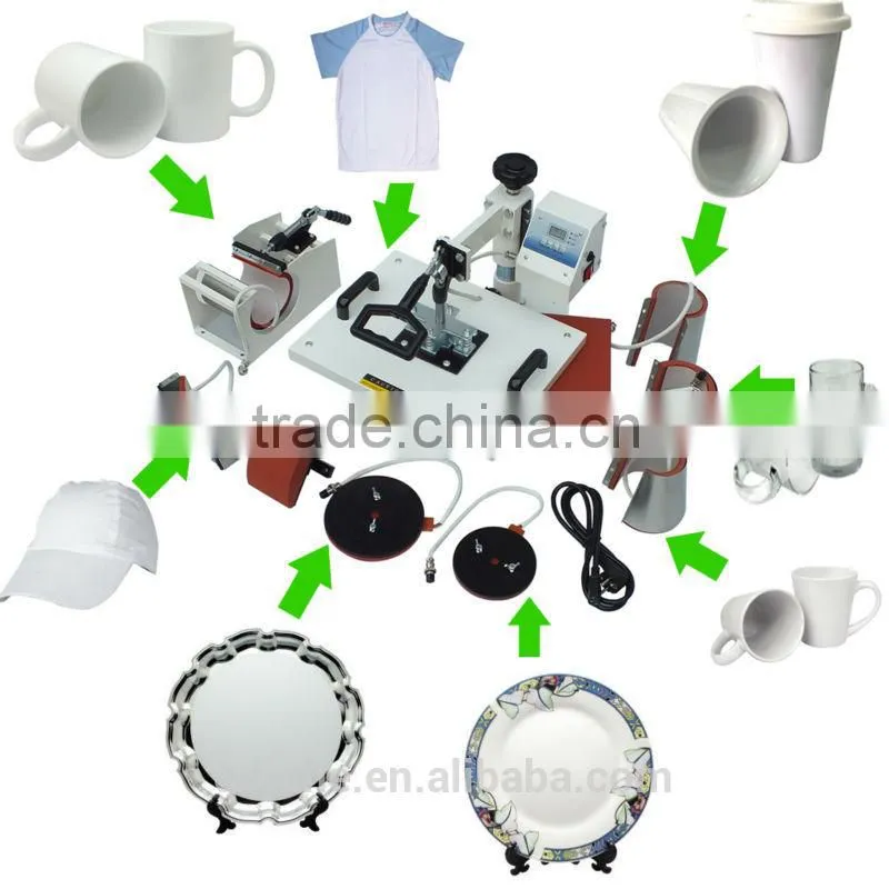 8 in 1 Tshirt/Mug/Cap/Plate Combo heat press (single heating) machine