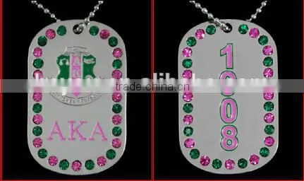 AKA Greek Double Sided Alpha Kappaa Alpha Sorority custom dog Tags logo Jewelry necklace