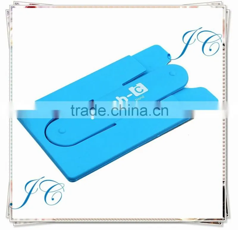 Compatible silicone smart wallet mobile phone credit card holder with 3m sticker able to stand