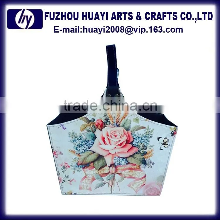 High quality PU Leather Gift wicker basket Storage hanging Basket