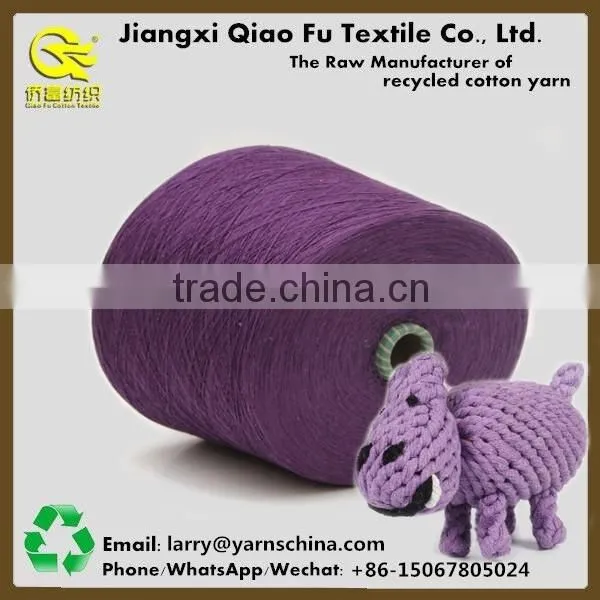 Yellow/Purple Color OE Recycled/Regenerated Yarn, Cotton/Polyester Blended yarn, TC Pet Toys Yarn