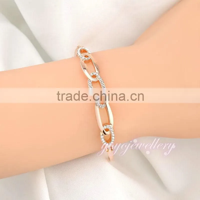 womens jewellery link shaped crystal 18k gold bangle saudi arabia jewelry