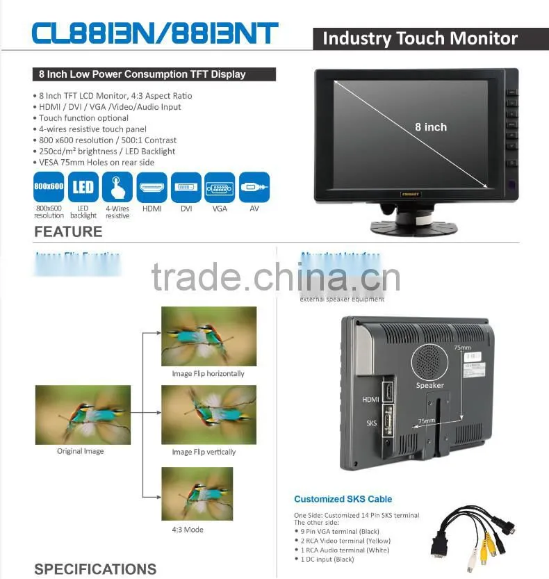 New 8 inch LED Monitor /application Monitor / Car Monitor