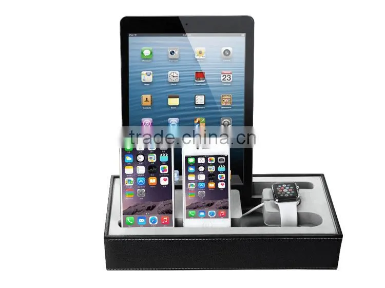 New coming creative Multi-function leather charge stand for apple watch
