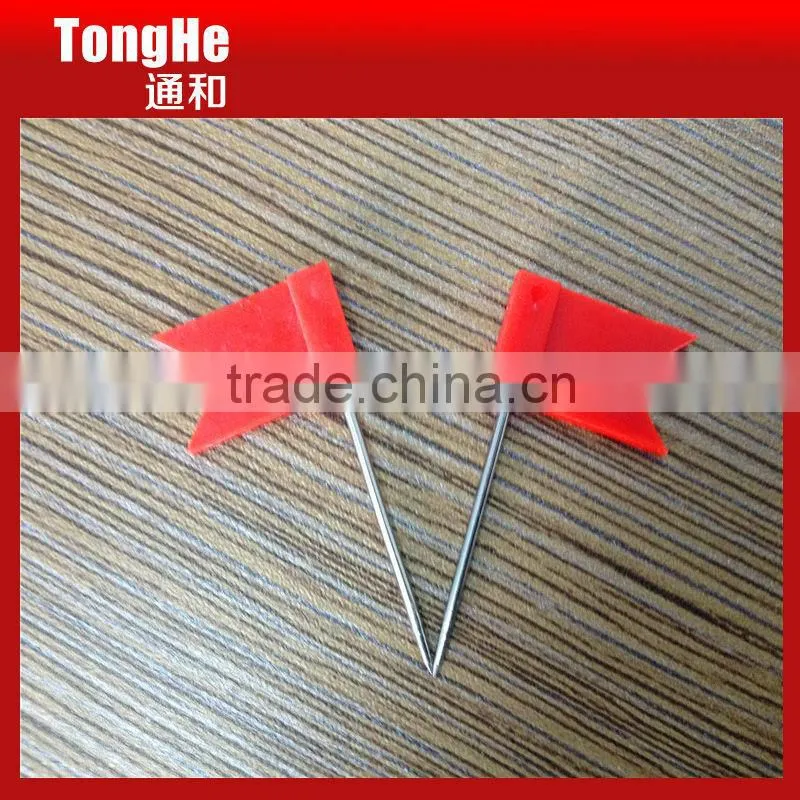 Red Color Plastic Flat Flag Head Pin For Map Marking