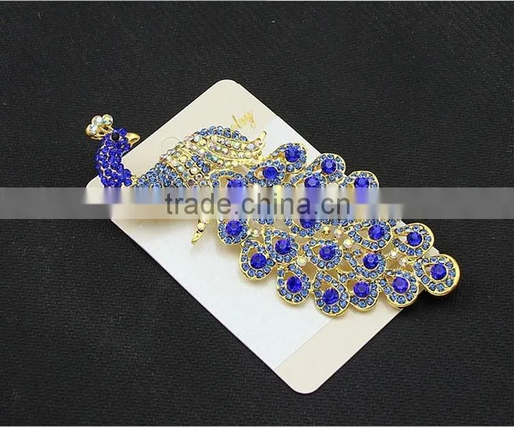 Wholesale Costume Jewelry China Peacock Crystal Peacock Brooches Blue Cheap