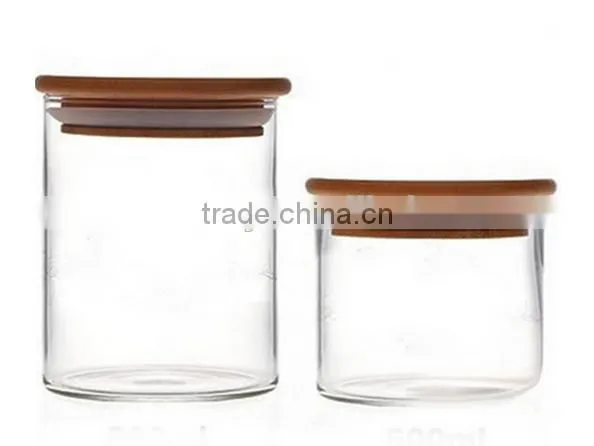 High-quality Bamboo Lid Borosilicate Glass Jar Clear Airtight Canister