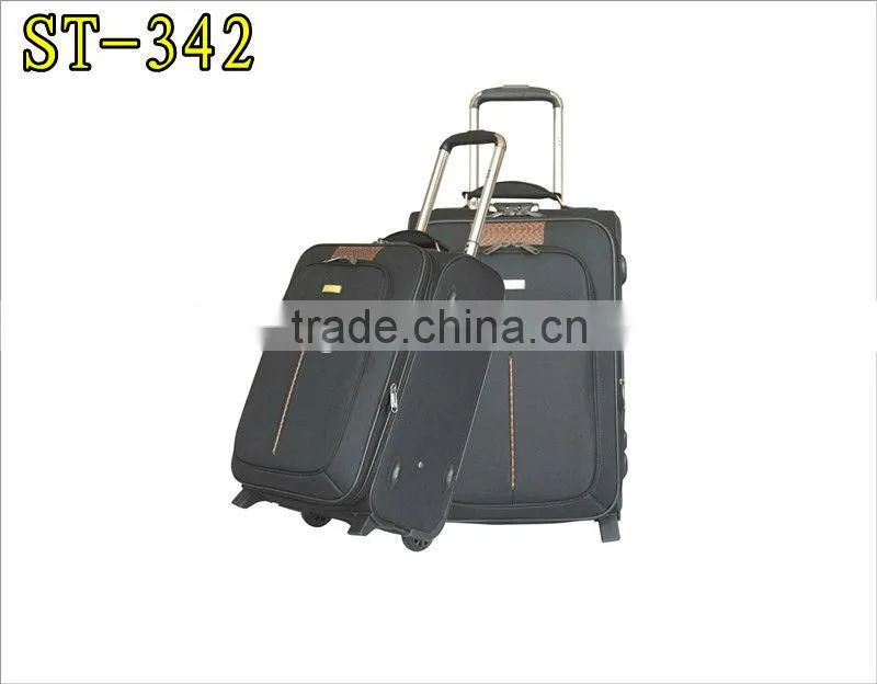 Hot selling two wheels fashion soft trolly luggage bag