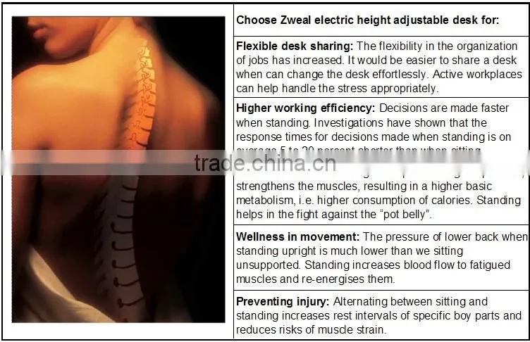 healthy protection T feet electric height adjustable desk