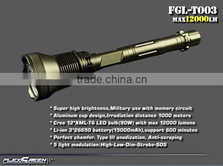 Flexgreen 90w 12000lm high 12xCREE xml T6 led torch