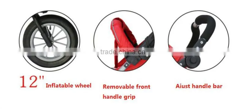 Baby Stroller Manufacturer Adjustable Backrest Footrest Reversible Seat Air inflated Swivel 3 Wheels with Suspension
