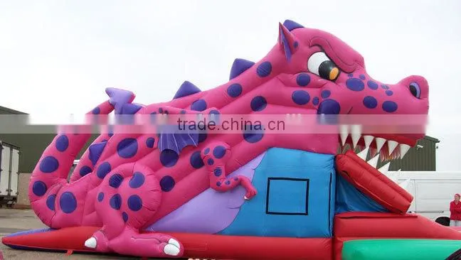 pink dragon inflatable fun city, inflatable adults playground ,obstacle course for sale