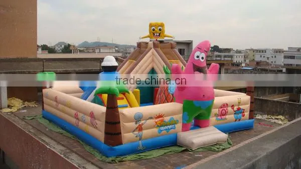 Cheap inflatable fun city for sale,spongebob inflatable fun city for kids