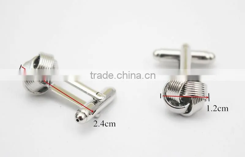 Factory Supply top quality cheap copper metal Silk Knot Cufflinks