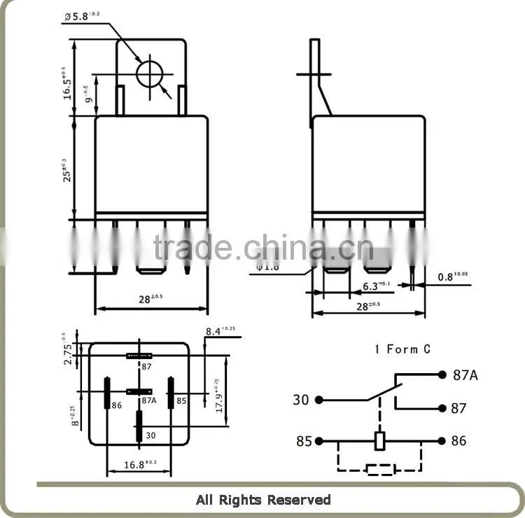 Plastic shell 5PIN 1H JD1914 relay, JD1914 auto relay