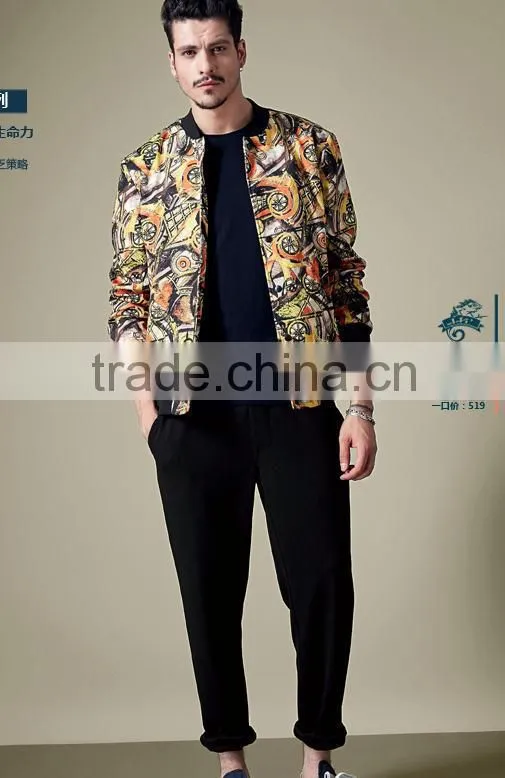 The 2015 men's casual fashion print Hooded Jacket