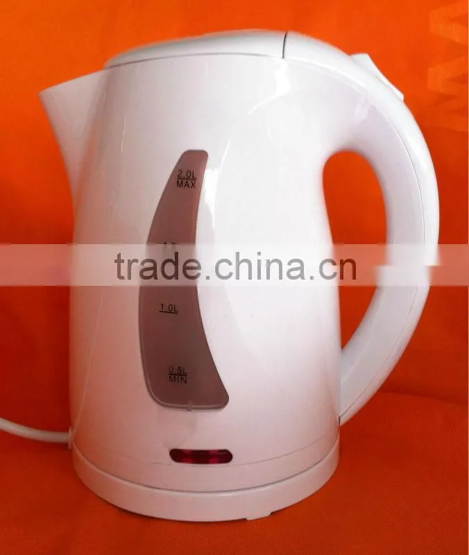 2.0L 360 degrees cordless electric kettle on power base,cheap cordless plastic kettle, CE/RoHS approved HEK-9002