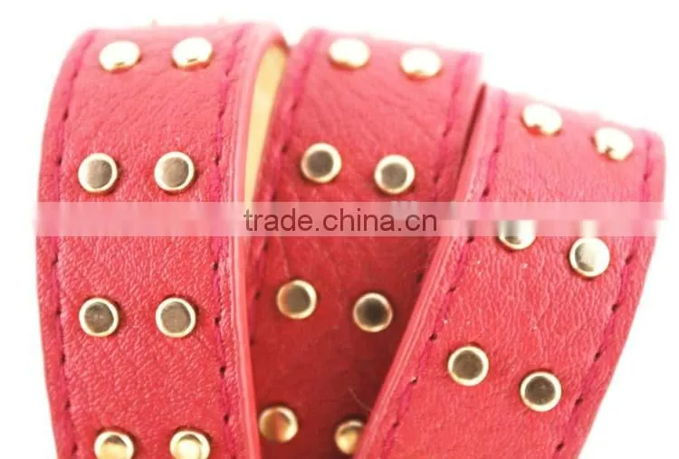Women's Fashion leather stud belt with shiny accessories in yiwu