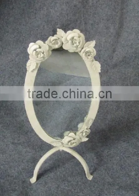 Vintage chic small iron standing table decorative mirrors