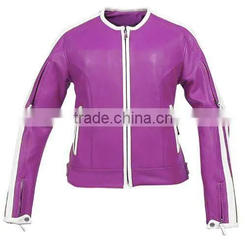 Ladies Straight Semi Motorbike Leather Jacket