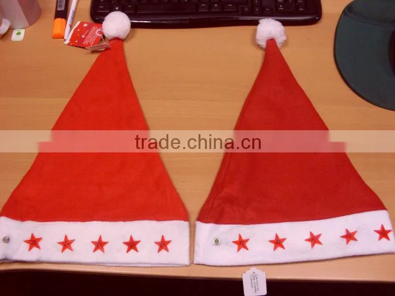 100% polyester felt christmas hat with leds