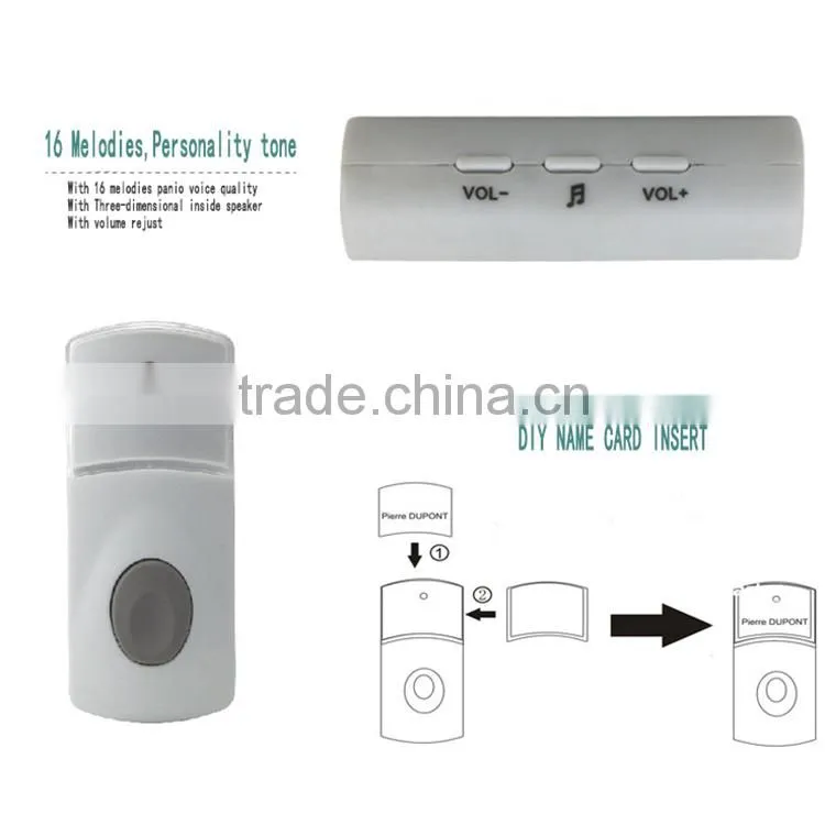 ROHS CE certification passed Remote Control Long Range vibrating door bell