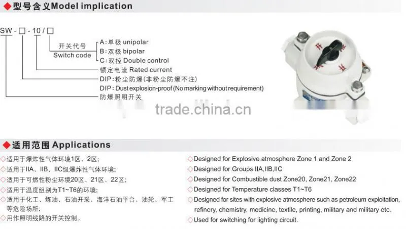 2014 New Type Explosion proof lighting switch