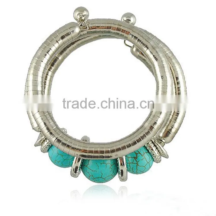 turquoise bead adjustable european 3 three layer bracelet