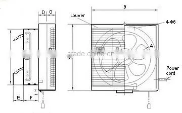6~12 Inch Plastic Square Wall Mounted Kitchen Exhuast Fan