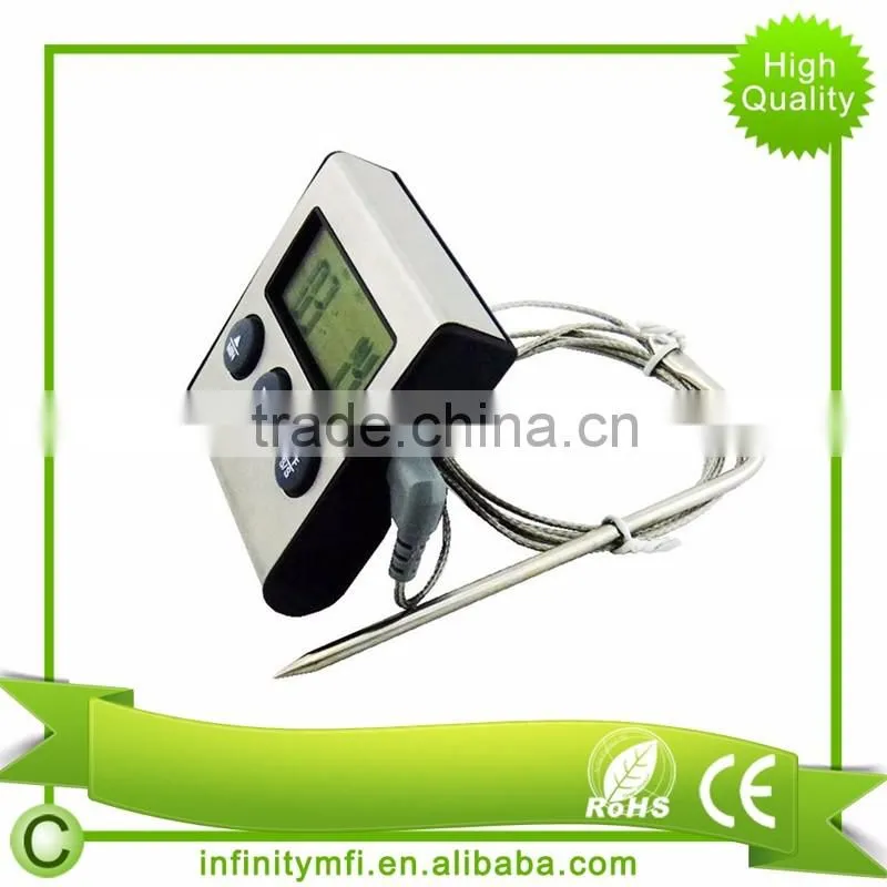 Digital Thermometer for Oven Digital LCD Display Probe Food Thermometer Timer Cooking Kitchen BBQ Meat