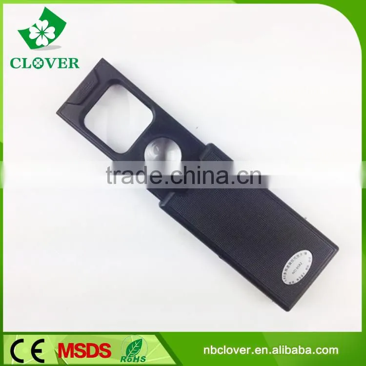 Logo printing accepted 13000-15000MCD folding 3 led plastic magnifier