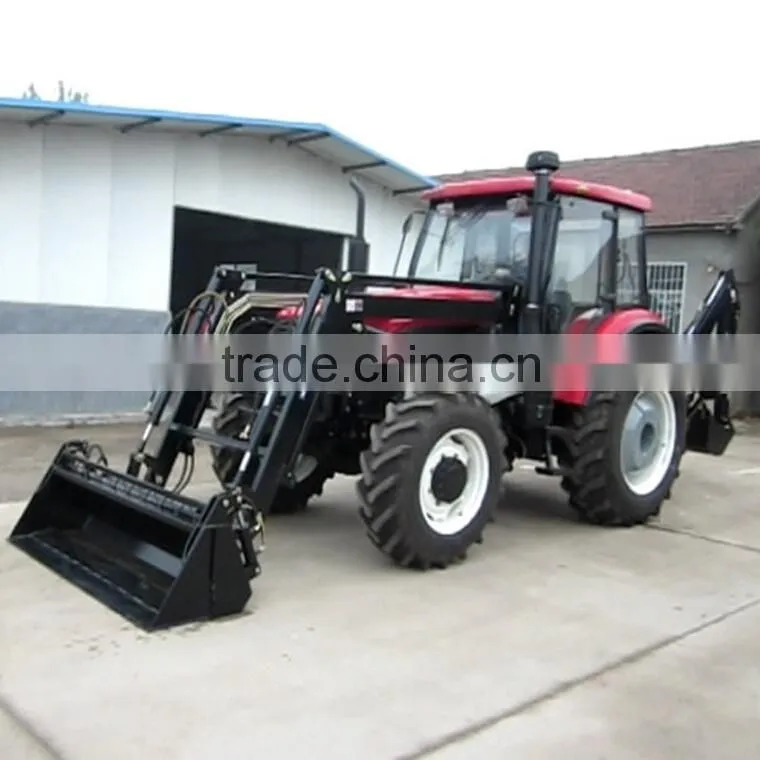 75HP 4x4 4WD Tractor with TZ-8 Front end loader and LW-8 Backhoe