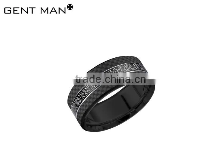wholesales high Polish Titanium Rings black plating Wedding Band for Men carbon fiber titanium ring band