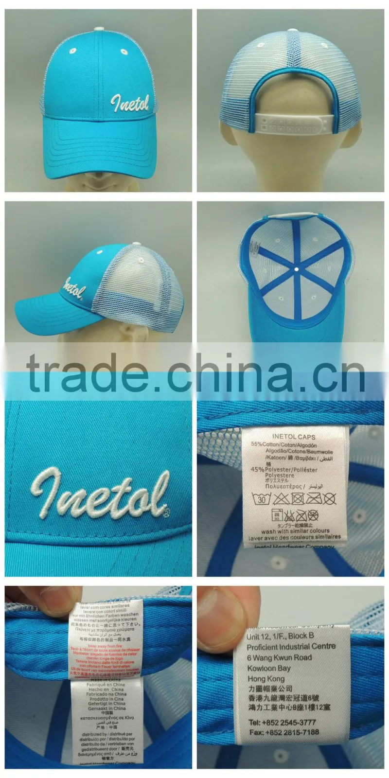 3D Embroidery mesh custom snapback caps